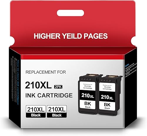 210XL - Cartucho de repuesto para Canon 210 210XL PG-210XL para Canon Pixma MX410 MX350 MP250 MP495 MX330 MX340 MP280 MP480 MP490 (2 negro)