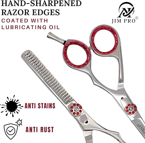 Miniatura 5 de Juego de tijeras de corte de cabello, kit profesional de tijeras (tijeras de corte de barba y tijeras de adelgazamiento de peluquería) kit de