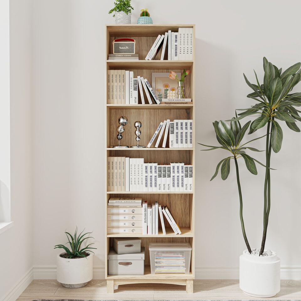 URBNLIVING 5/6 Tier Wooden Shelf Bookcase Shelving Unit for Storage and Display, Ideal for Home or Office Organization, Stylish & Durable Wooden Stand with Multiple Shelves for Books, Décor — image 1