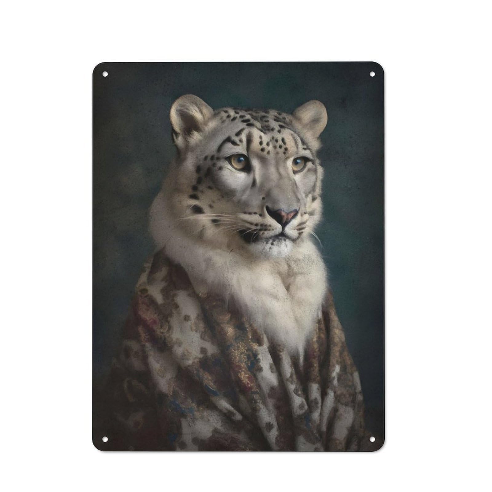 Junmoney Snow Leopard Renaissance Rustic Tin Sign 40X30cm Featuring For Garage Or Workshop, For Updating Garage And Workshop After Moving