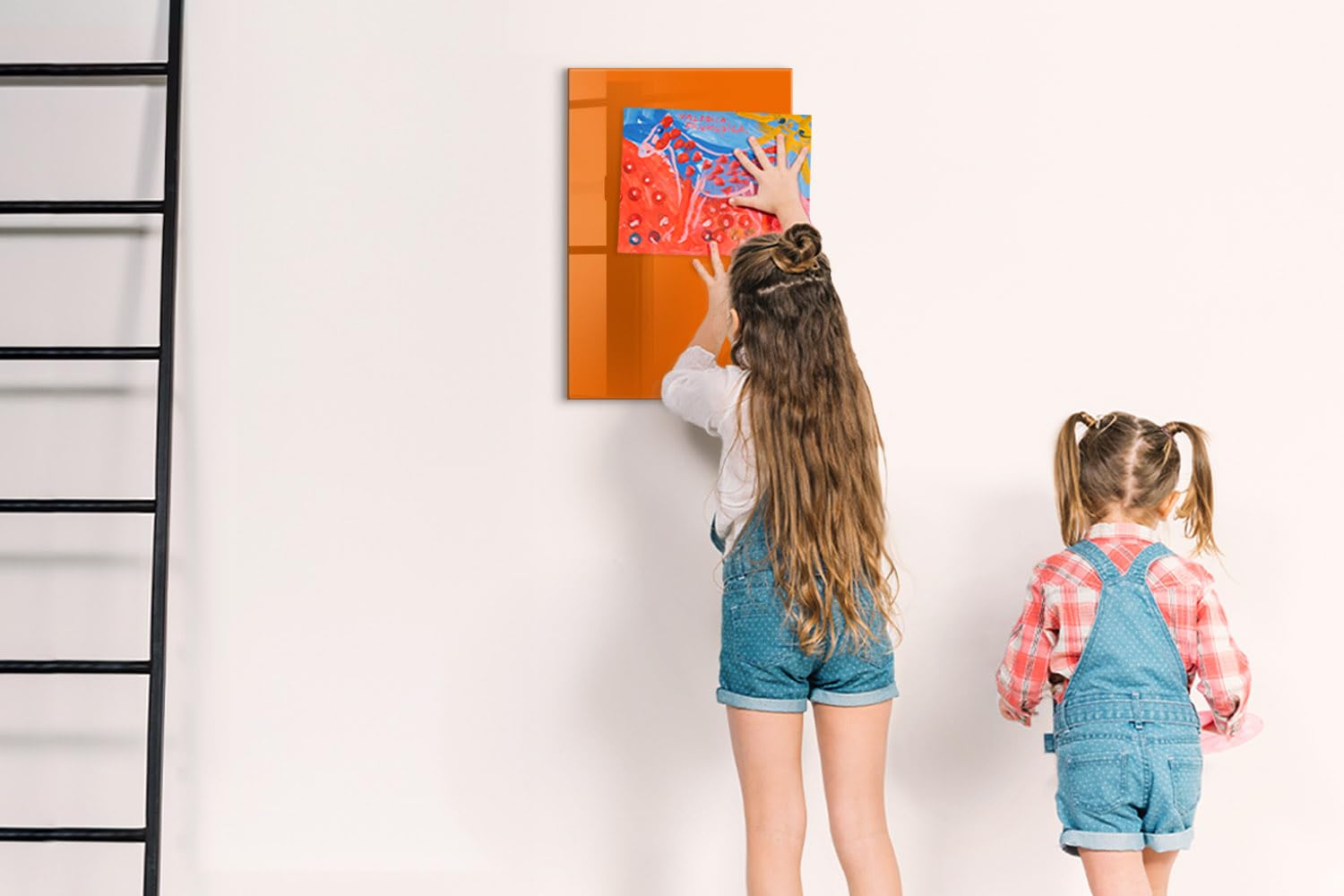 Magnettafel aus gehärtetem Glas mit Zubehör | 5 Neodym-Magnete, Marker, Schwamm | Hochwertige Schreiboberfläche | Ideal für Notizen, Fotos & To-Dos- 40x60cm - Orange Farbe