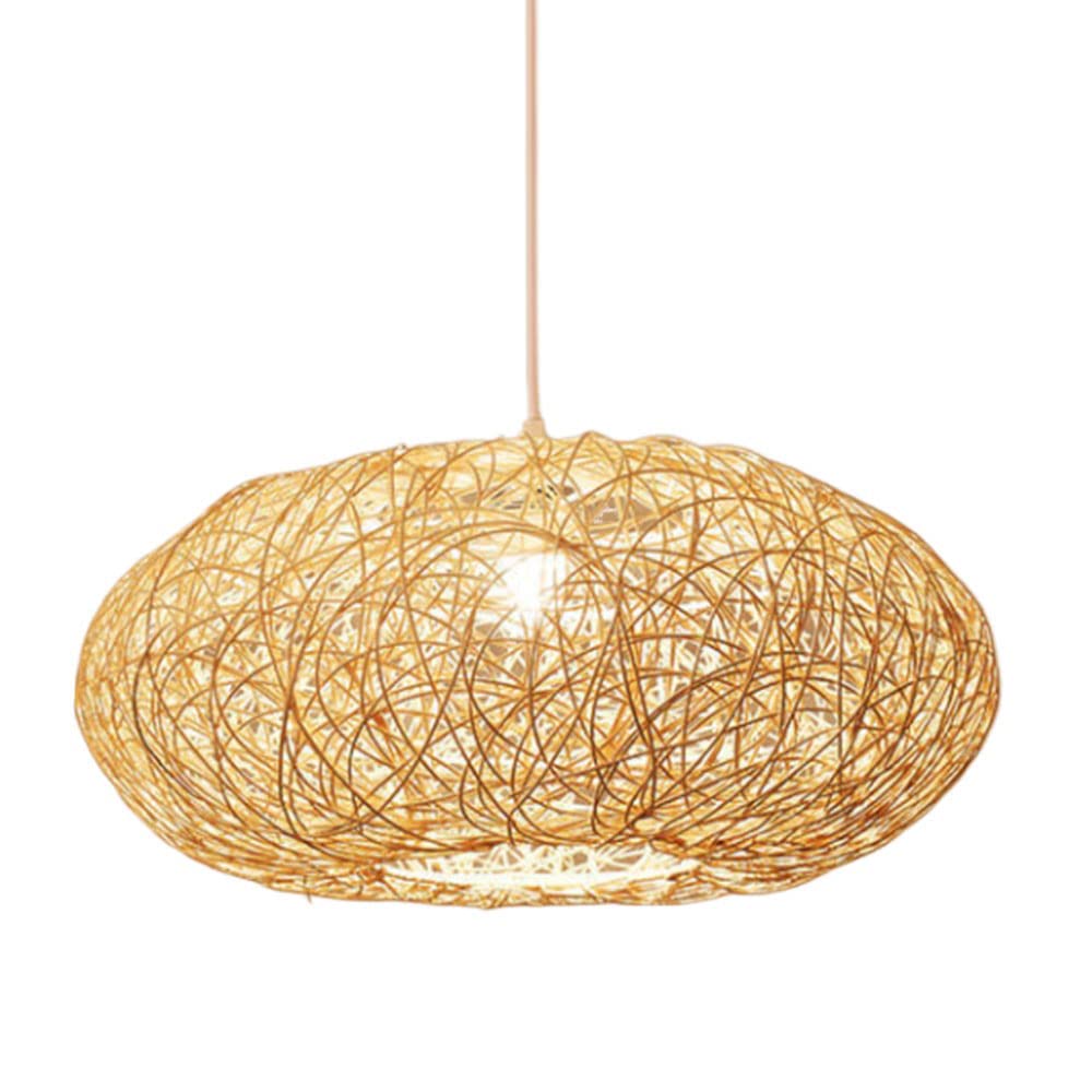 LYMSXAZOU Modern Restaurant Hanging Lamp Rustic Woven Chandeliers Simple Vintage Pendant Lights Creative Rattan Chandelier Natural Hand Weaved Light Fixture For Living Room,Dinner Room