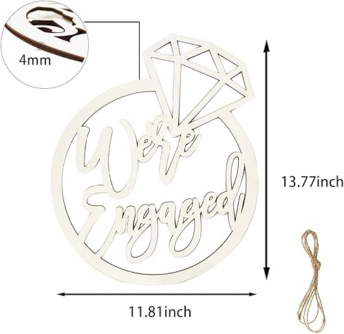 Miniatura 5 de Decoración de fiesta con texto en inglés «We are Engaged», decoración de despedida de soltera, anillo de diamante, letrero de madera, decoración