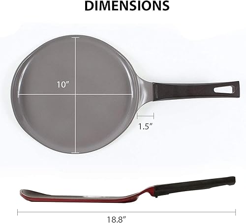 Miniatura 7 de Molde antiadherente de cerámica de 10 pulgadas., Molde para crepas, Rojo (Chili Pepper)