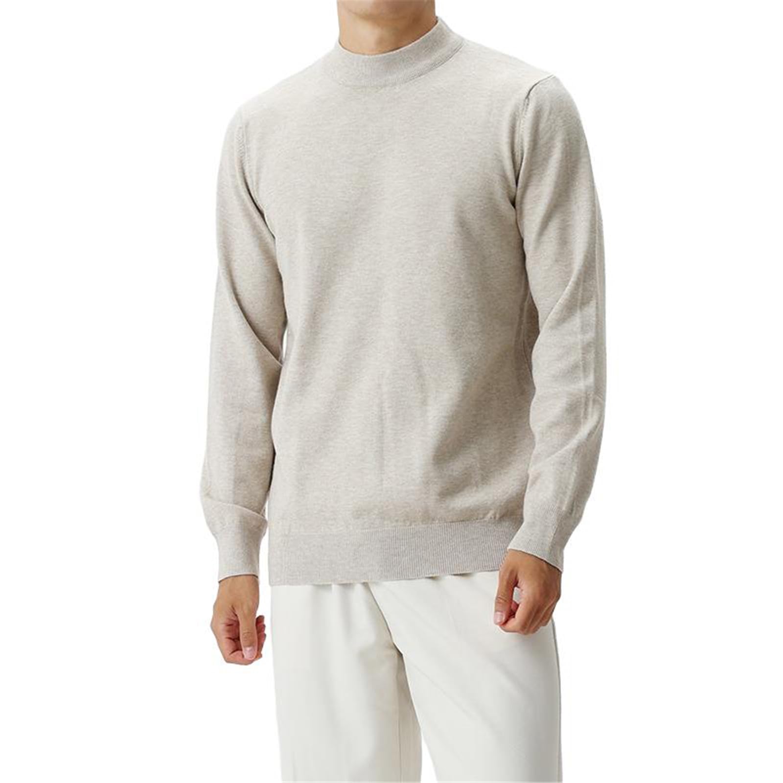 Męski sweter z dzianiny jesień zima półgolf wełna slim fit ciepła warstwa bazowa pulower topy męskie