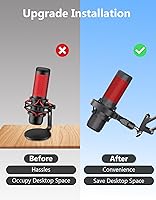 Vista 6 de [2026 Upgrade] Microphone Shock Mount for HyperX QuadCast with 3/8" or 1/4" Screw Adapter, Works with HyperX QuadCast Microphone Stand & Boom Arm
