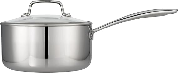 Tramontina Covered Sauce Pan Tri-Ply Clad (3 Qt) 80116/035DS | Induction-Ready Saucepan, Dishwasher-Safe, NSF-Certified