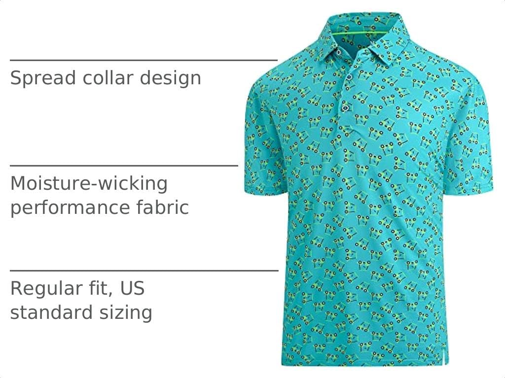 Damipow Golf Shirts for Men Dry Fit Short Sleeve Print Collared Polo Shirt image 3