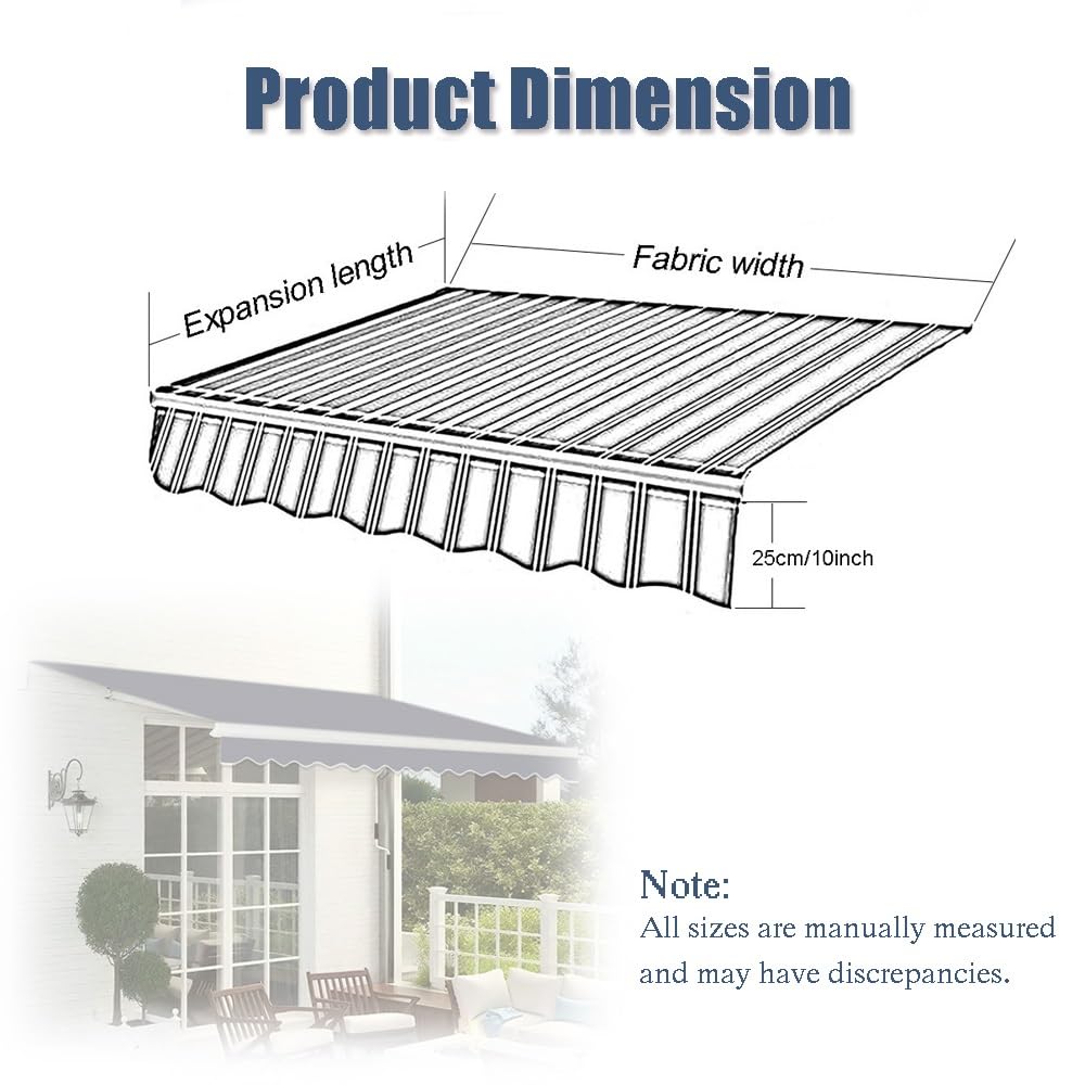 Toile De Rechange Store Banne Manuel Rétractable Tissu De Remplacement pour Auvent 2m 3m 4m 5m Toile D'Auvent pour Terrasse Extérieur Balcon ImperméAble(Gray,500x150cm/16x5ft)