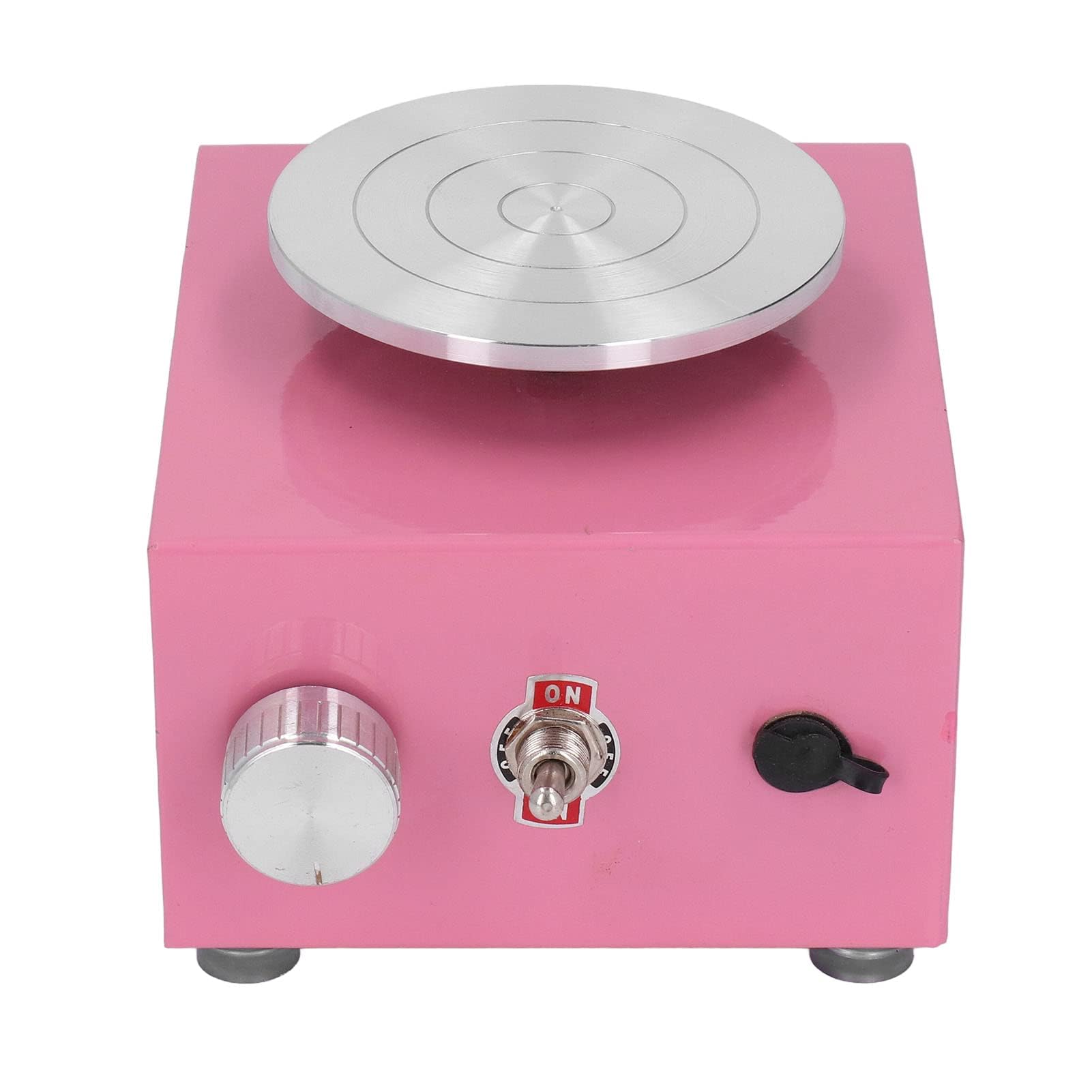 Mini Máquina de Torno de Cerámica con Plato Giratorio Estable y Fácil de Usar, Tamaño Compacto, Rosa Vivo, para la Interacción entre e Hijos (Enchufe de la UE)