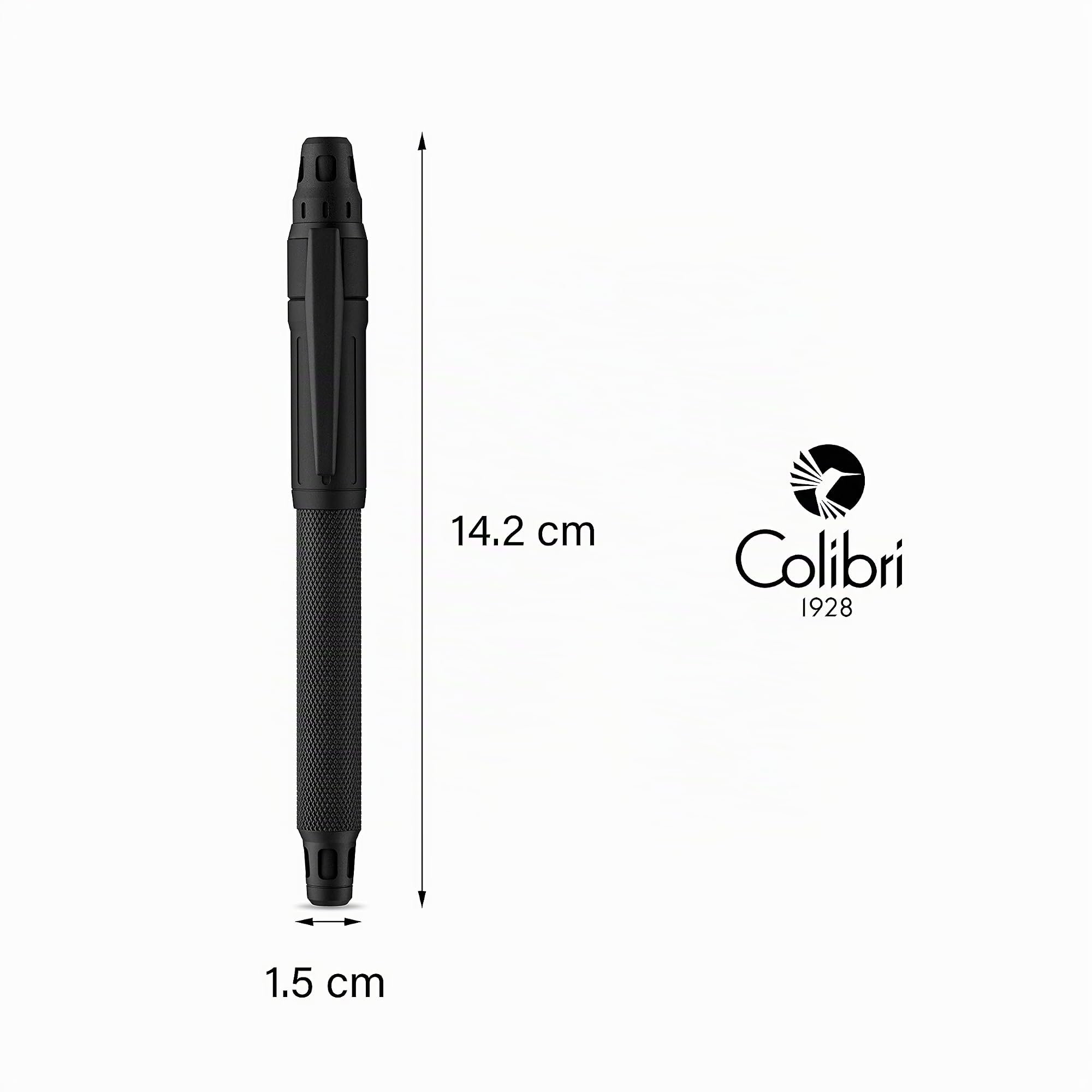 Bolígrafo roller Colibri Ascari-Negro mate con acabado moleteado-Bolígrafo de lujo-Sistema de punta de bock mediano-Se entrega en un elegante estuche de regalo-Adecuado para hombres como para mujeres.