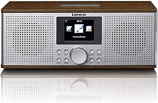 Lenco DIR-170 Digital Radio - Internet Radio - WLAN Radio - FM Radio - Bluetooth - TFT Display - Radio Alarm Clock (2 Alarm Times) - AUX Input - Line Out and USB - 2 x 10 Watt (RMS) - Brown