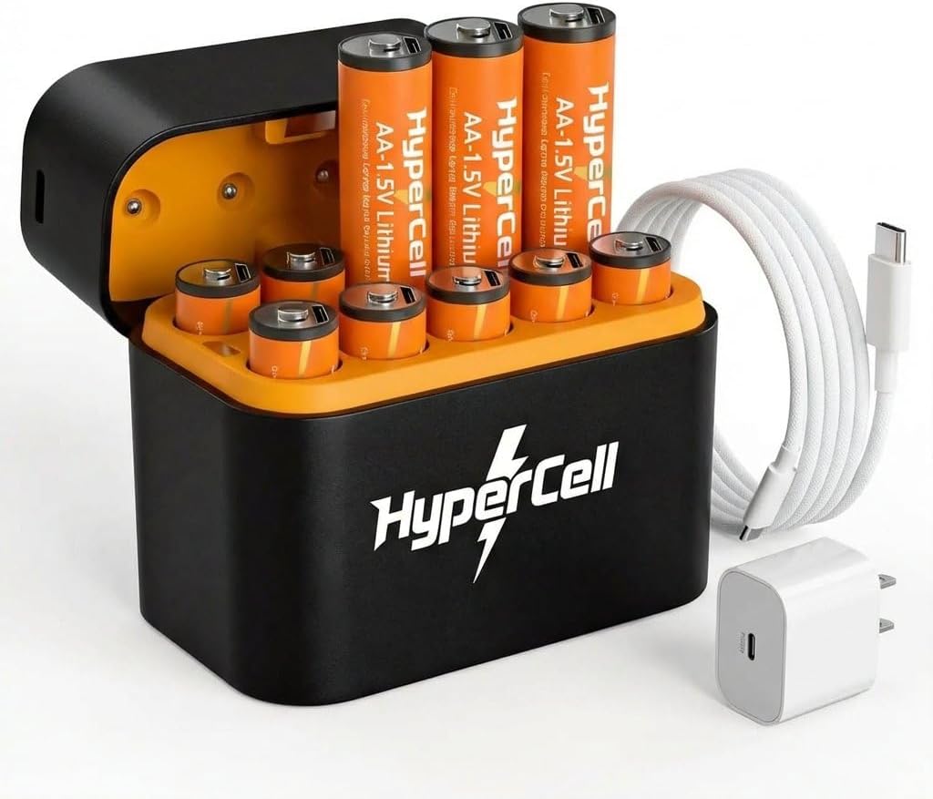 Rechargeable AA Batteries with Wireless Fast Charger Kit | Pack of 10 | 1.5V High Capacity 𝕃𝕚𝕥𝕙𝕚𝕦𝕞 3000 mAh |1500+ Cycles | 15‑Years Life| OEM | 3 Years Warranty | Made in U.S