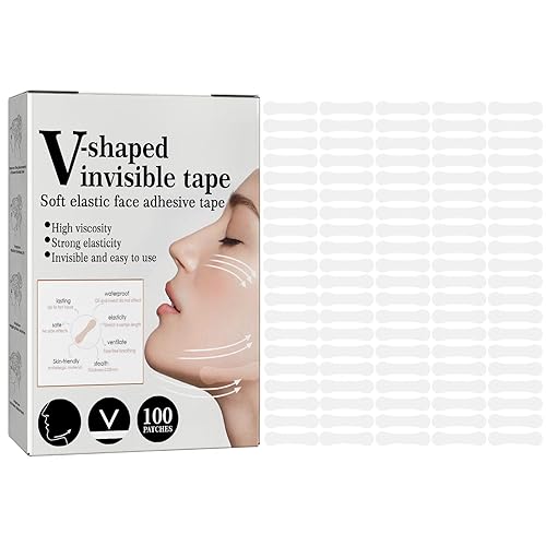 Cinta de estiramiento facial invisible, 100 tiras de cinta facial para estiramiento facial, estiramiento facial instantáneo, cintas de elevación