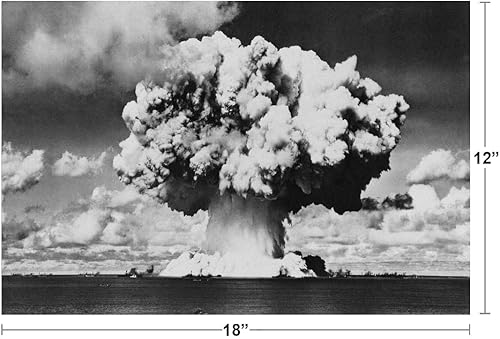 Miniatura 6 de Póster de pared de 24 x 16 pulgadas, prueba de día de panadero, explosión de bomba nuclear, B&W, foto
