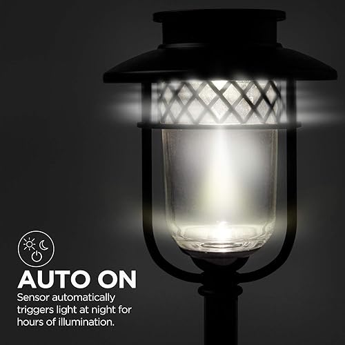 Miniatura 4 de Home Zone Luces solares de cristal de acero inoxidable para camino y jardín de seguridad (4 juegos)