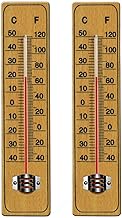 2 Traditional Wooden Room Thermometer to Measure Room Temperature - Can be used Indoor or Outdoor and is Ideal for Home, Office, Garden, Greenhouse or Garage