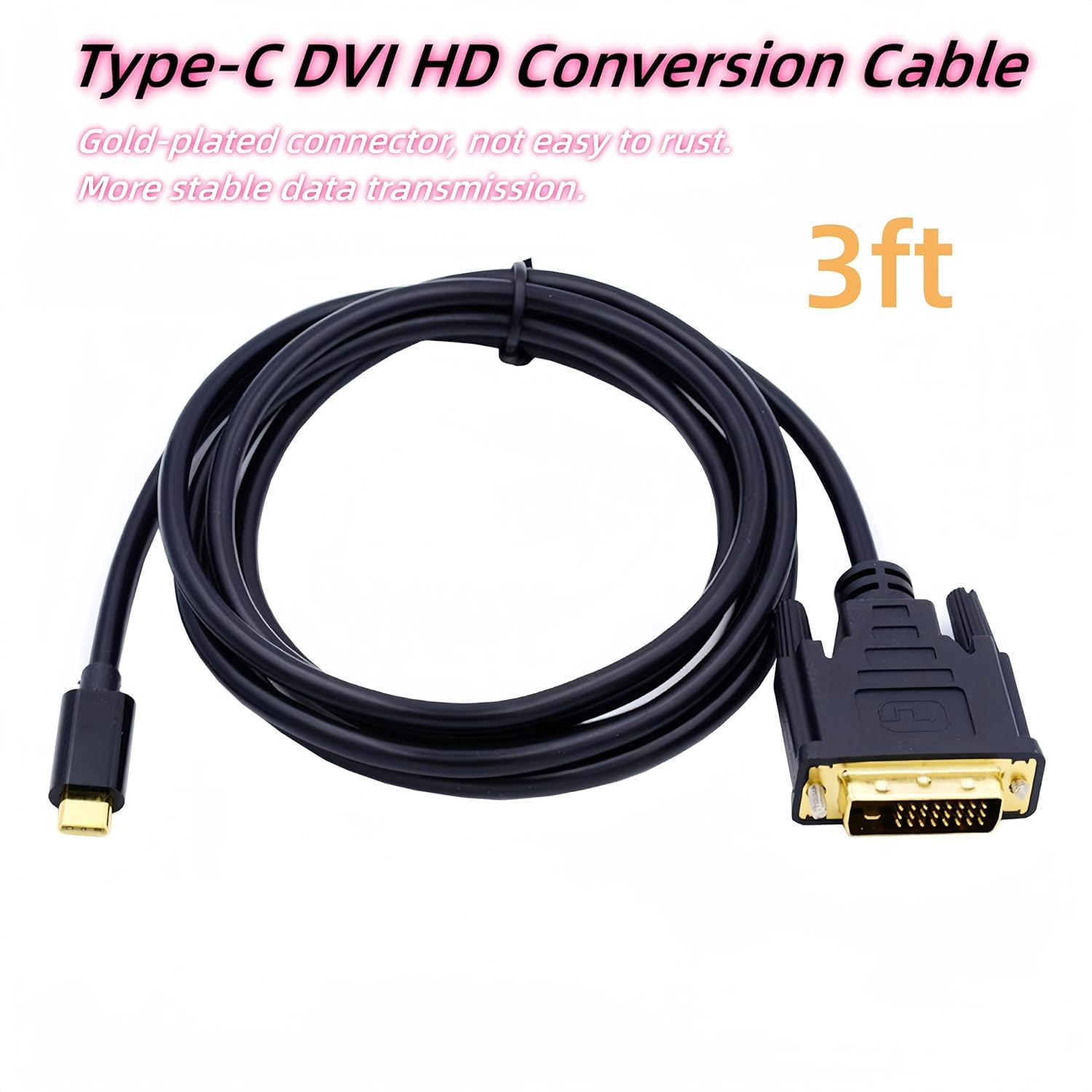 Cavo USB-C a DVI 4K 30Hz Compatible con MacBook Pro 2017-2020, Surface Book 2, Dell XPS 13, Galaxy S10