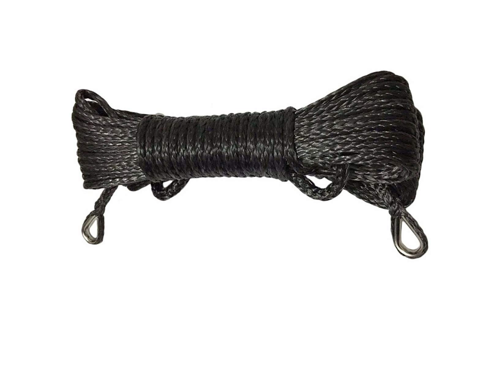 Winch Rope, Black 6mm*15m Synthetic Winch Rope, Extension 6500lbs,ATV Cable,Boat