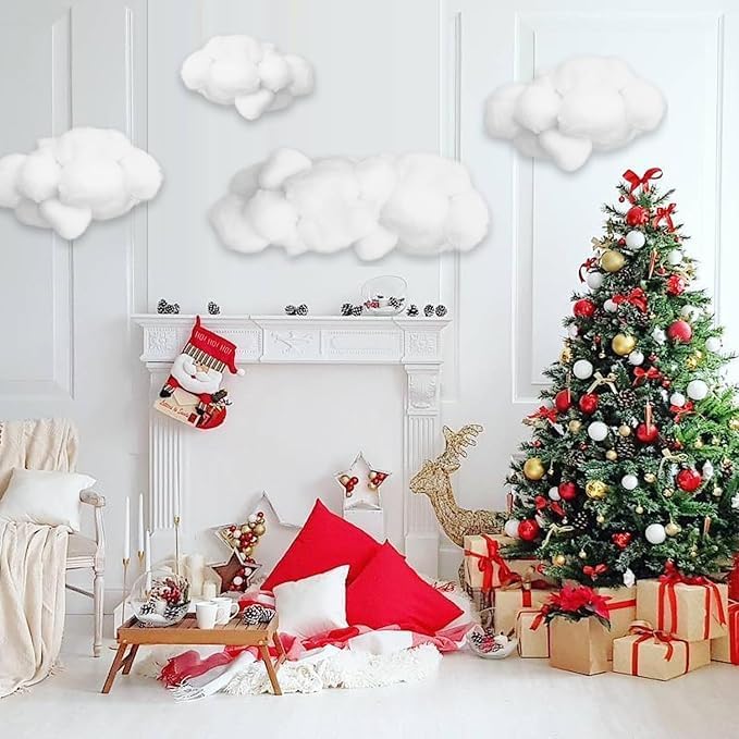 Christmas Fake Snow Decoration - Cotton-Like Fluffy Indoor Snow for Christmas Decorations Under The Christmas Tree (18oz / 500g)