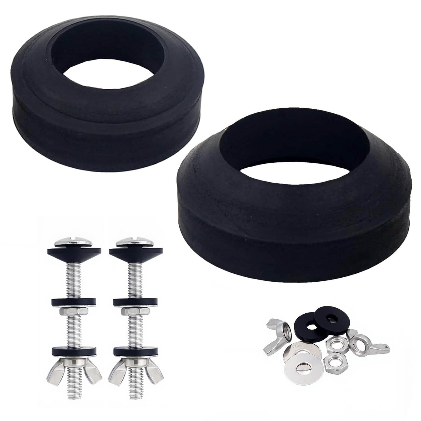 Kit universal de juntas y pernos de tanque de inodoro a tazón, 2 juntas de tamaño (2 y 3 pulgadas) y 2 juegos de pernos inoxidables de acero inoxidable de 5/16 x 3.15 pulgadas, kit completo de