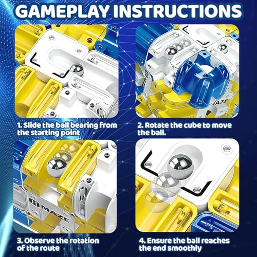 Image of 3D Maze Cube Ball Puzzle Game for Kids & Adults - Labyrinth Brain Teaser Toy for Logical Thinking, Focus & Spatial Skills | Handheld Educational Puzzle, Stress Relief Toy (Assorted)