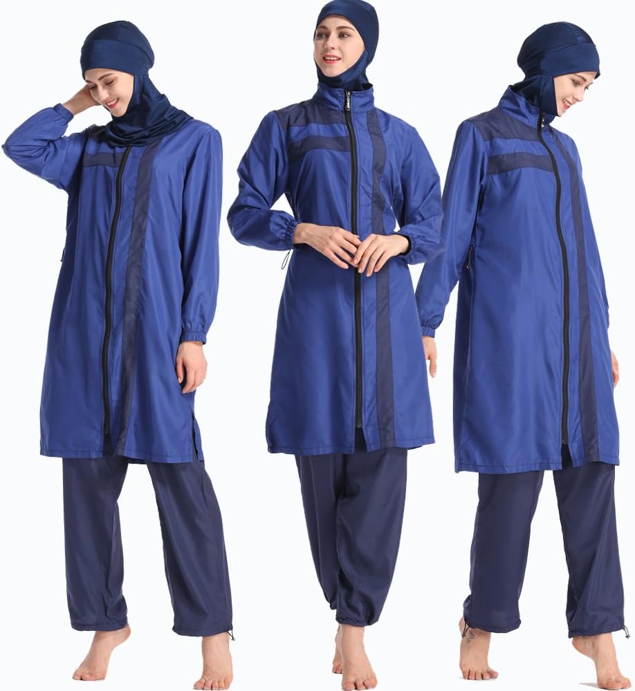ziyimaoyi Modest Swimwear with Hijab Detachable, Muslim Swimsuit Islamic Modest Swimwear Beachwear Full Length Swimwear