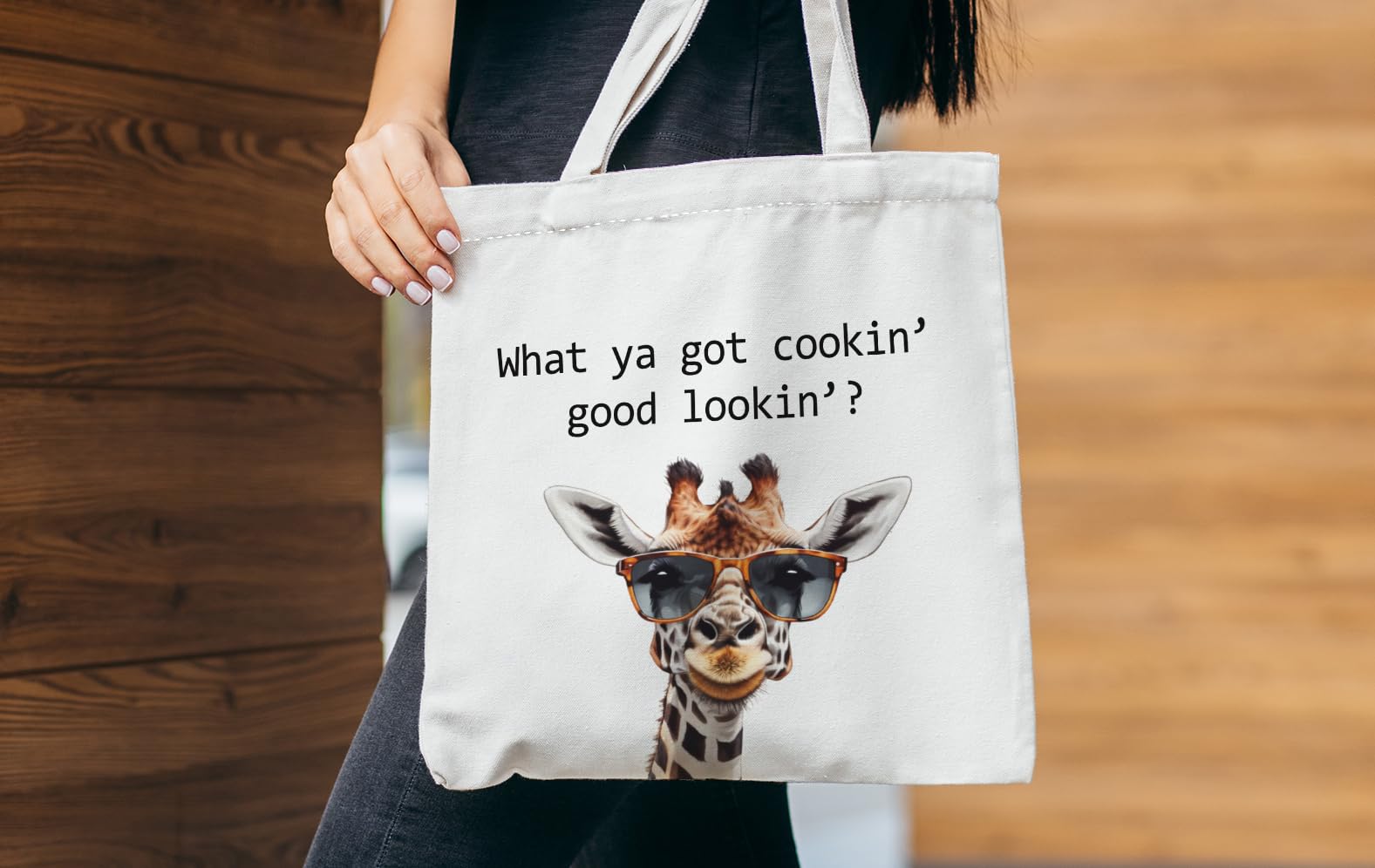 Bolsa De Tela Bolsa De Lona Con Estampado De Jirafa 40x50cm