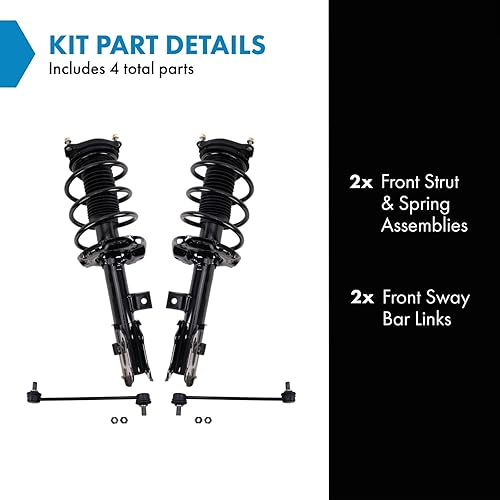 Miniatura 1400 de TRQ Kit de suspensión delantera, conjunto de amortiguadores y resortes, barra estabilizadora, enlace estabilizador compatible con Chevrolet