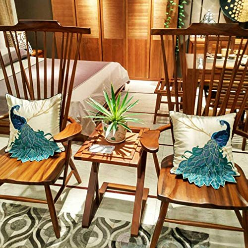Vctops Elegant Embroidered Peacock Decorative Throw Pillow Case Silky Satin Cushion Cover Peacock 1 18"X18" #TOP3