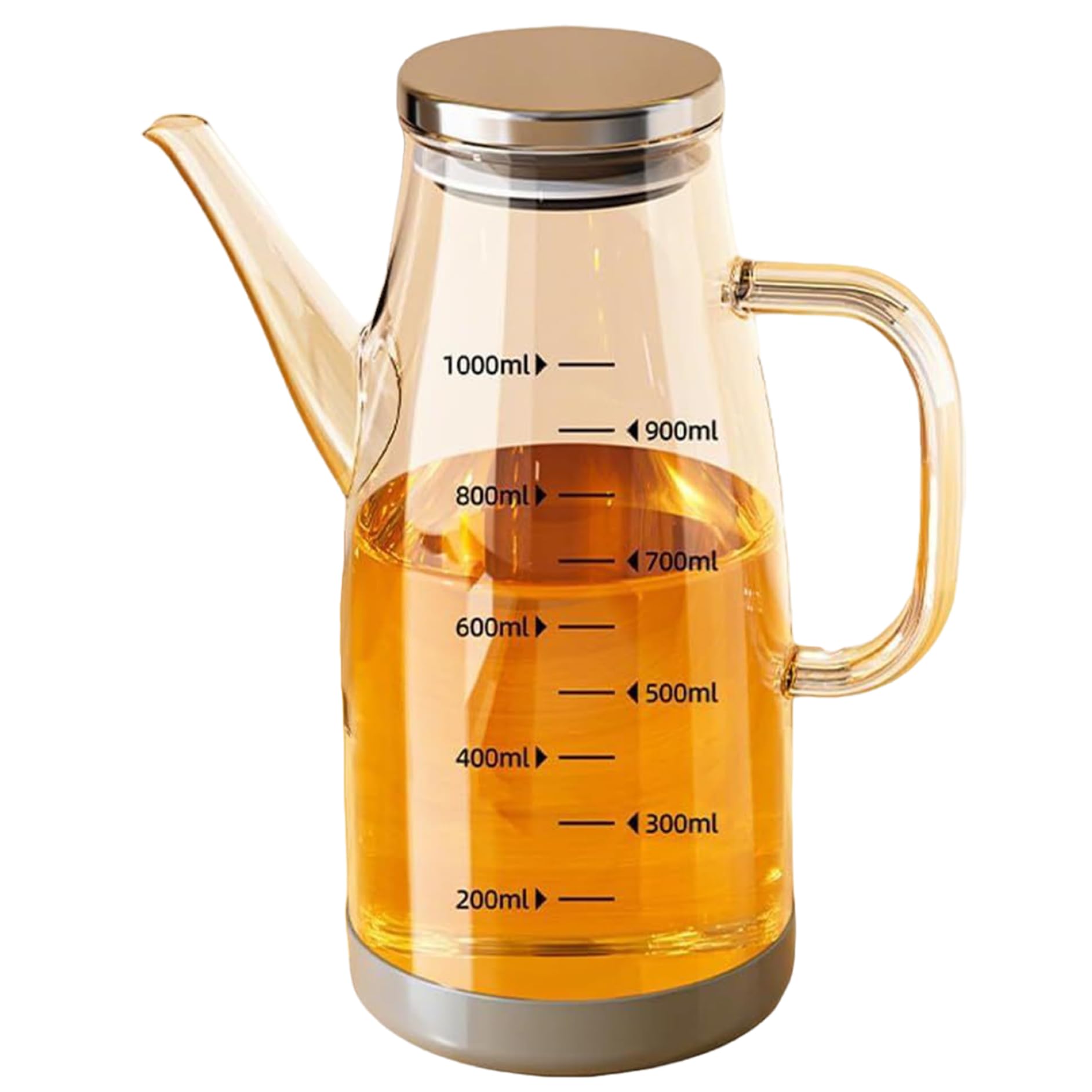 Botella de aceite de vidrio de 1000 ml termorresistente con escala de medición precisa