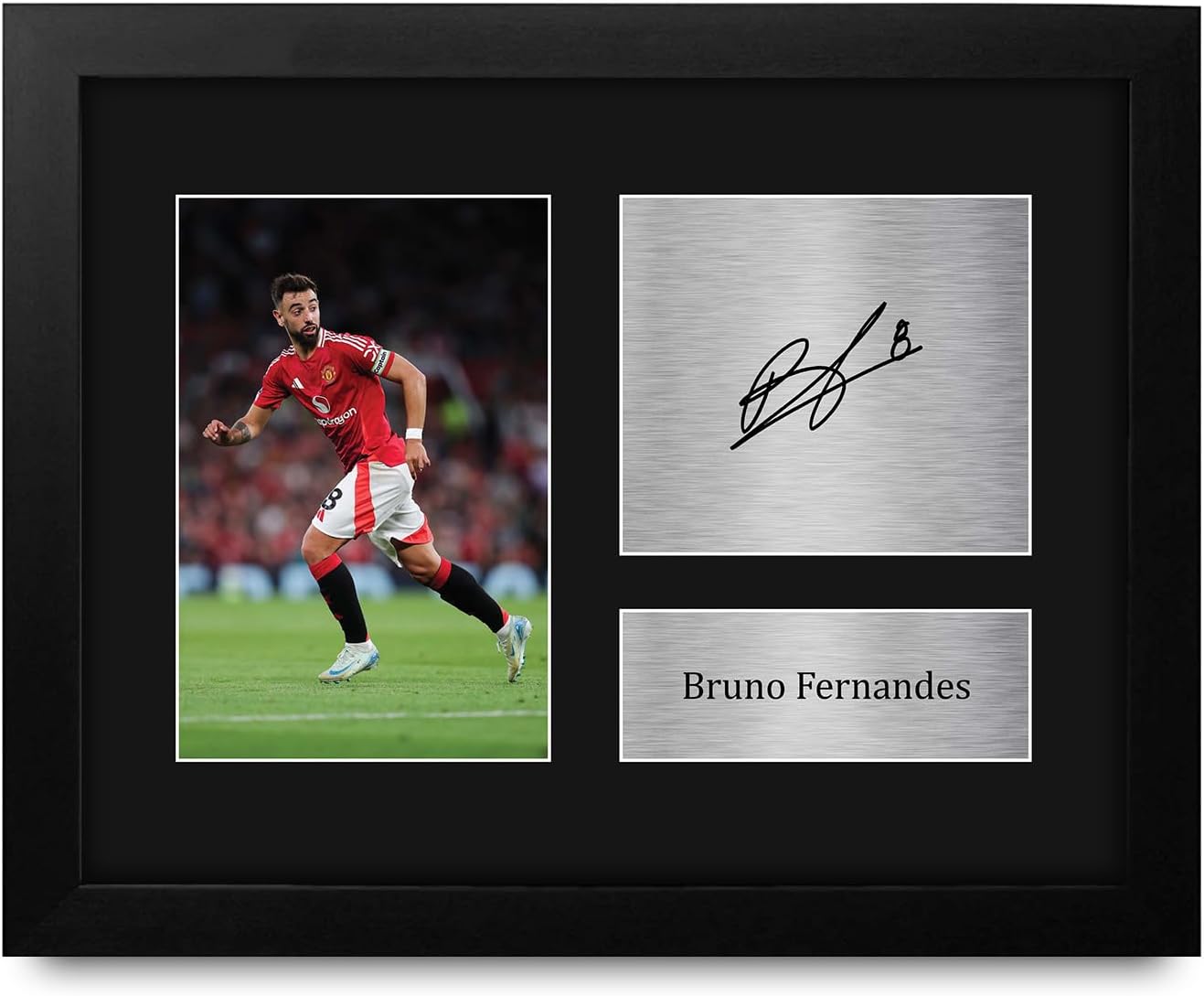 HWC Trading USL Framed Bruno Fernandes Man Utd Gifts Printed Signed Autograph Picture for Soccer Fans and Supporters - US Letter Size
