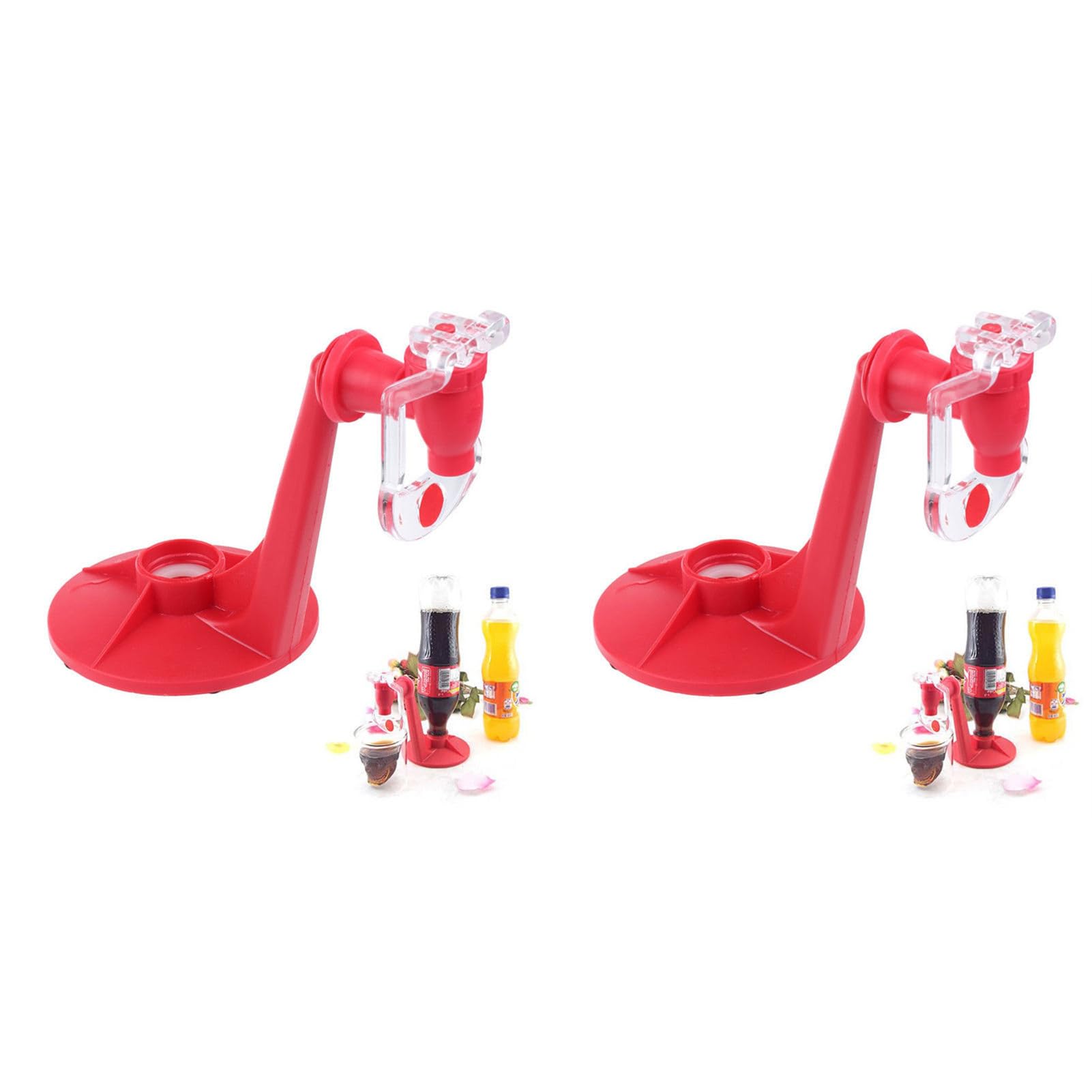 2Pcs Inverted Water Drinking Fountains Dispenser, Portable Hand Pressure Water Bottle with ABS and TPR Material, 16.5 * 17.5 * 10.3CM Size, 150g Weight (Red)