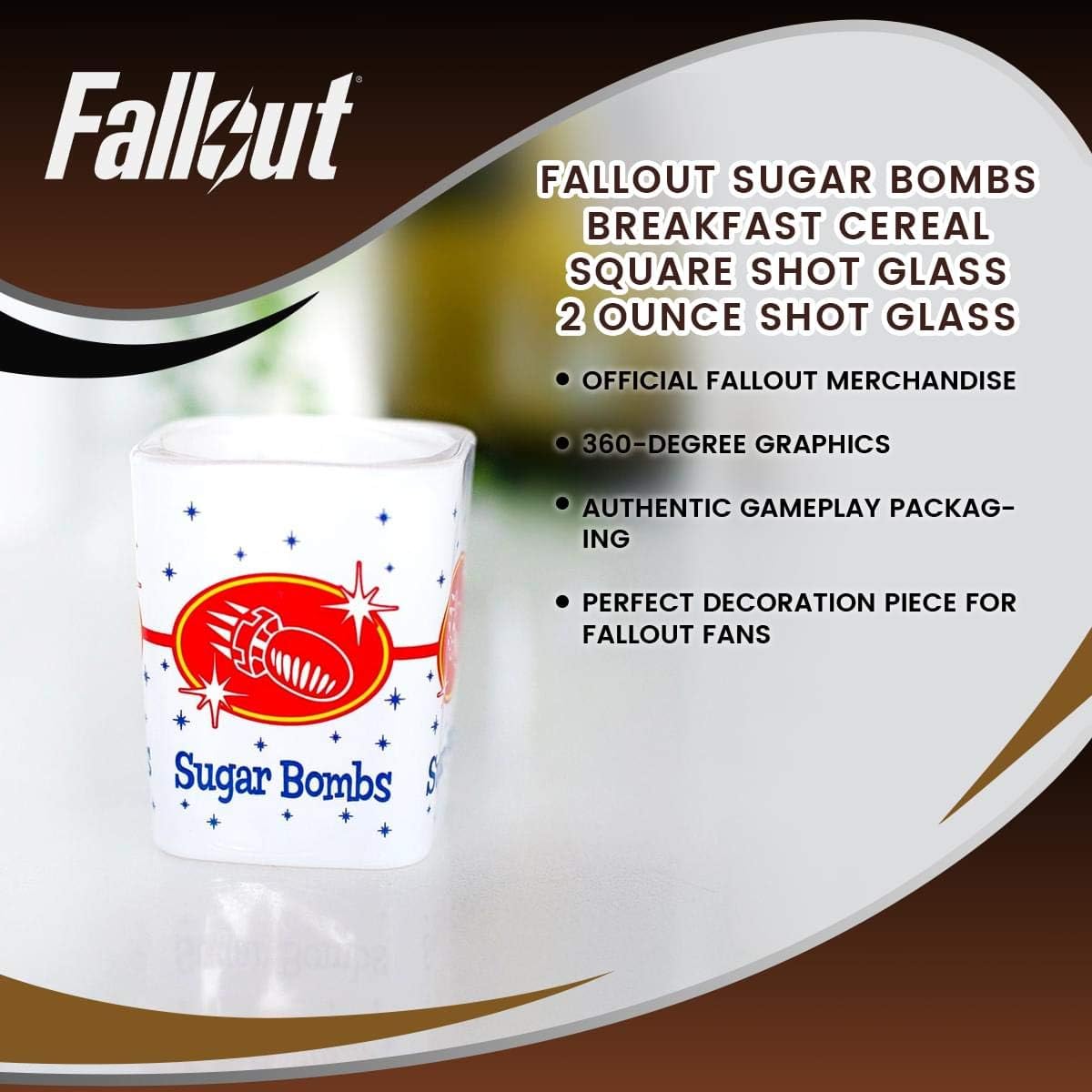 JUST FUNKY Fallout Sugar Bombs Breakfast Cereal Square Shot Glass 2 Ounce Shot Glass - Image 7