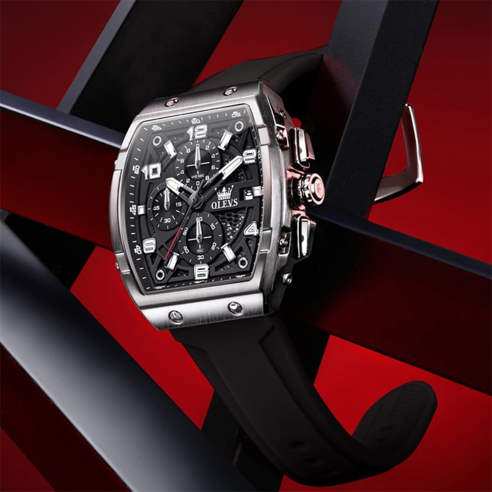 OLEVS Mens Watches Stylish Chronograph Waterproof Luminous Silicon Strap Multifunction Watches for Men Business White Men Wrist Watch - Image 7