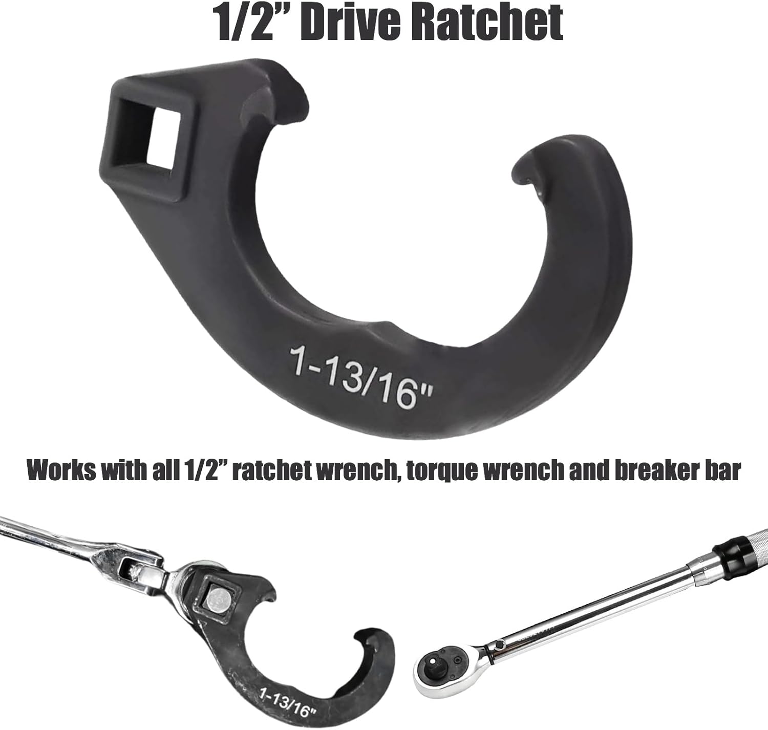 Tie Rod Adjusting Tool, 5pcs Pitman Arm/Tie Rod Adjusting Tool Set, Allows 360° Rotating of Adjustment Sleeves, 1/2” Drive Ratchet, Fits Chevy Ford Chrysler Older Vehicles Trucks SUVs