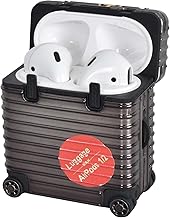 Compatible with AirPods 2 Case and AirPods 1 Generation Case, AirPods Case, Luggage Design, Supports Wireless Charging, Full Protection, Shock Resistant (Black)