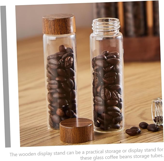 Set de 6 Tubos de Vidrio para Almacenar Café con Base de Madera miniatura 8