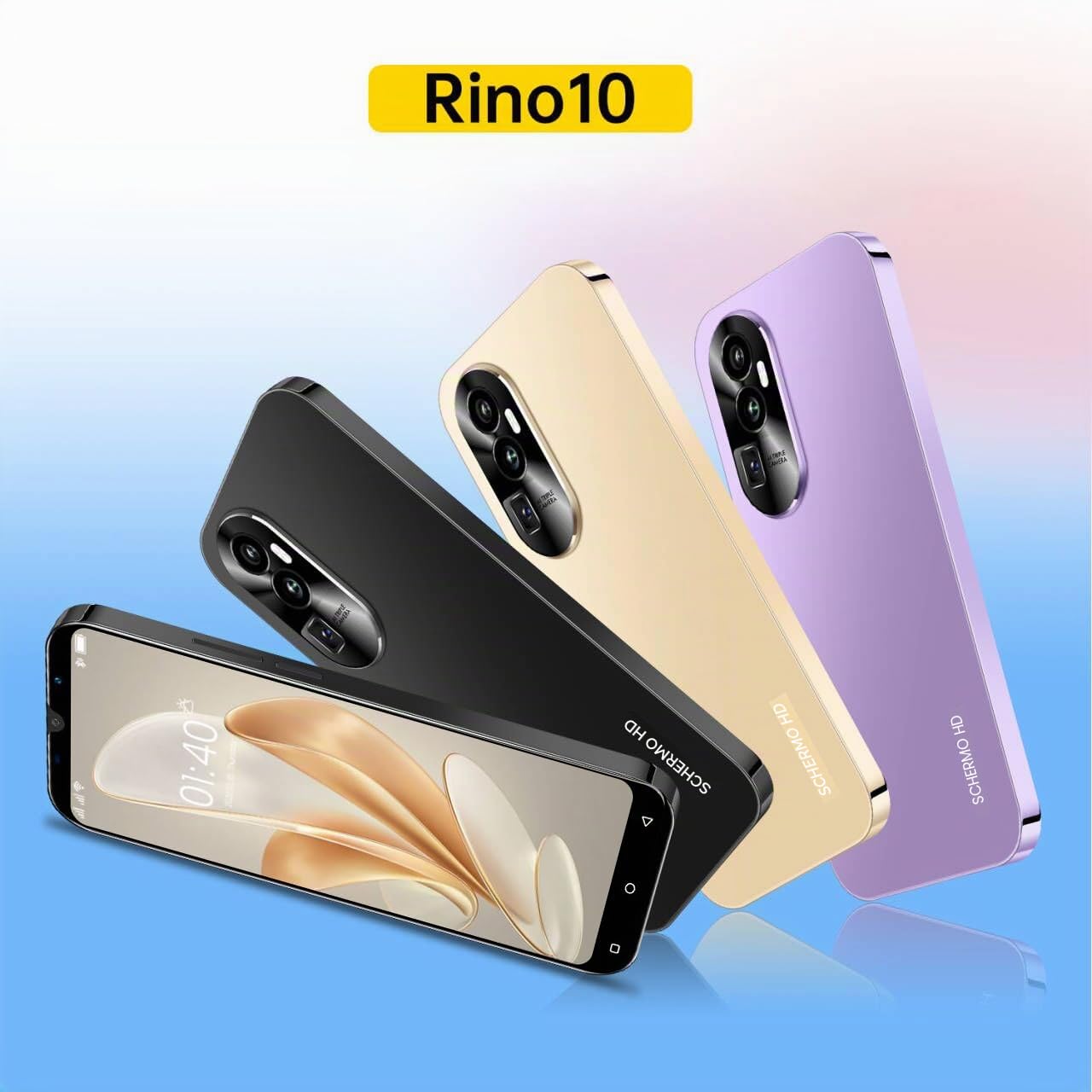 Rino10 Smartphone 5.0 Pollici Dual SIM Quad Core 1GB+16GB Android 9.0 Doppia Fotocamera GPS/WiFi/Bluetooth 3G Cellulare (Rino10-Gold)