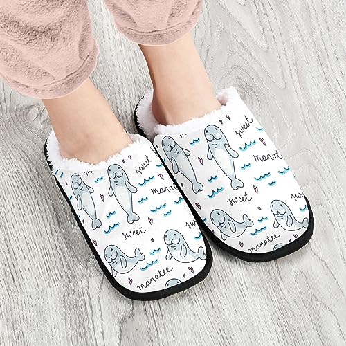 Cute Cartoon Manatee Slippers Memory Foam Non-Slip Indoor House Slippers Bedroom Hotel Home Shoes for Women Men4