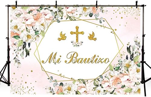 Miniatura 4 de Sendy Telón de fondo de 7 x 5 pies para fiesta de bautizo, suministros de decoración de fiesta de bautismo, Dios bendiga la primera comunión,