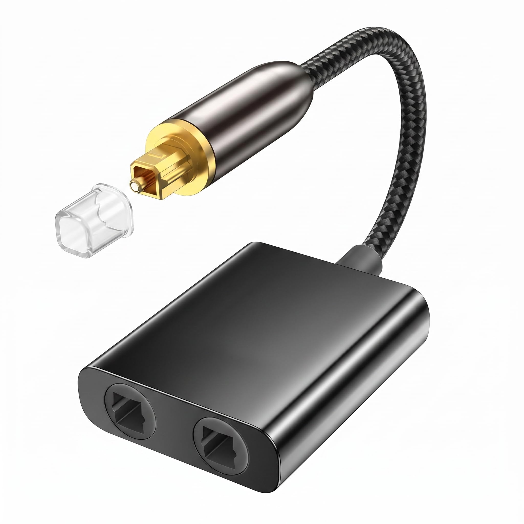 Optischer Splitter, Toslink Splitter 1 In 2 Out SPDIF Audio, Toslink Verteiler Digital Adapter Kabel für TV Soundbar, DVD Verstärker, AV Receiver HDTV, Surround Sound, Glasfaser Vergoldete Stecker