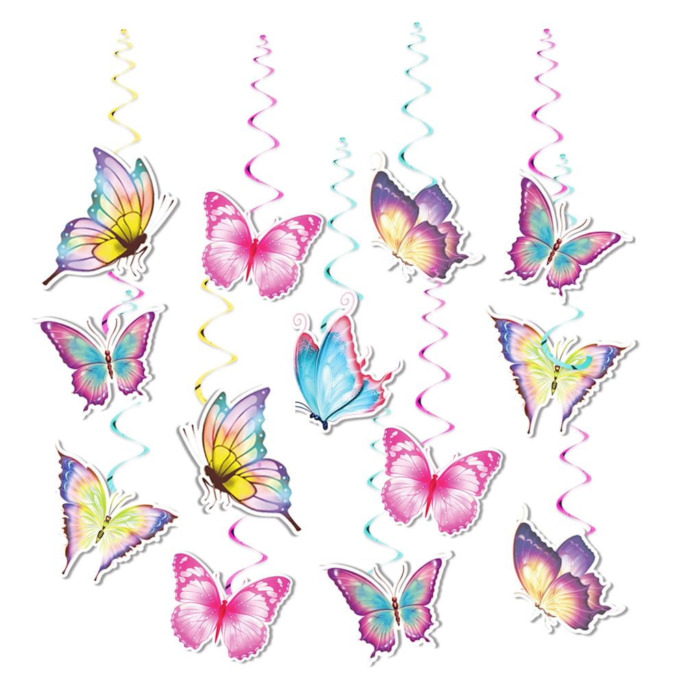 DKDXID 18 Remolino Colgante de Mariposa Decoraciones de Remolinos de Mariposas de Papel para Colgar Decoracion Fiesta Primavera Decoracion Primavera Cumpleaños Adornos de Fiesta de Flores de Verano