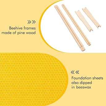 Honey Lake 10 Frame Medium Super Bee Hive Box, Langstroth Beehive Super Honey Bee Box Dipped in Beeswax Include Beehive Frames and Waxed Foundations for Beginners Beekeepers (Unassembled)