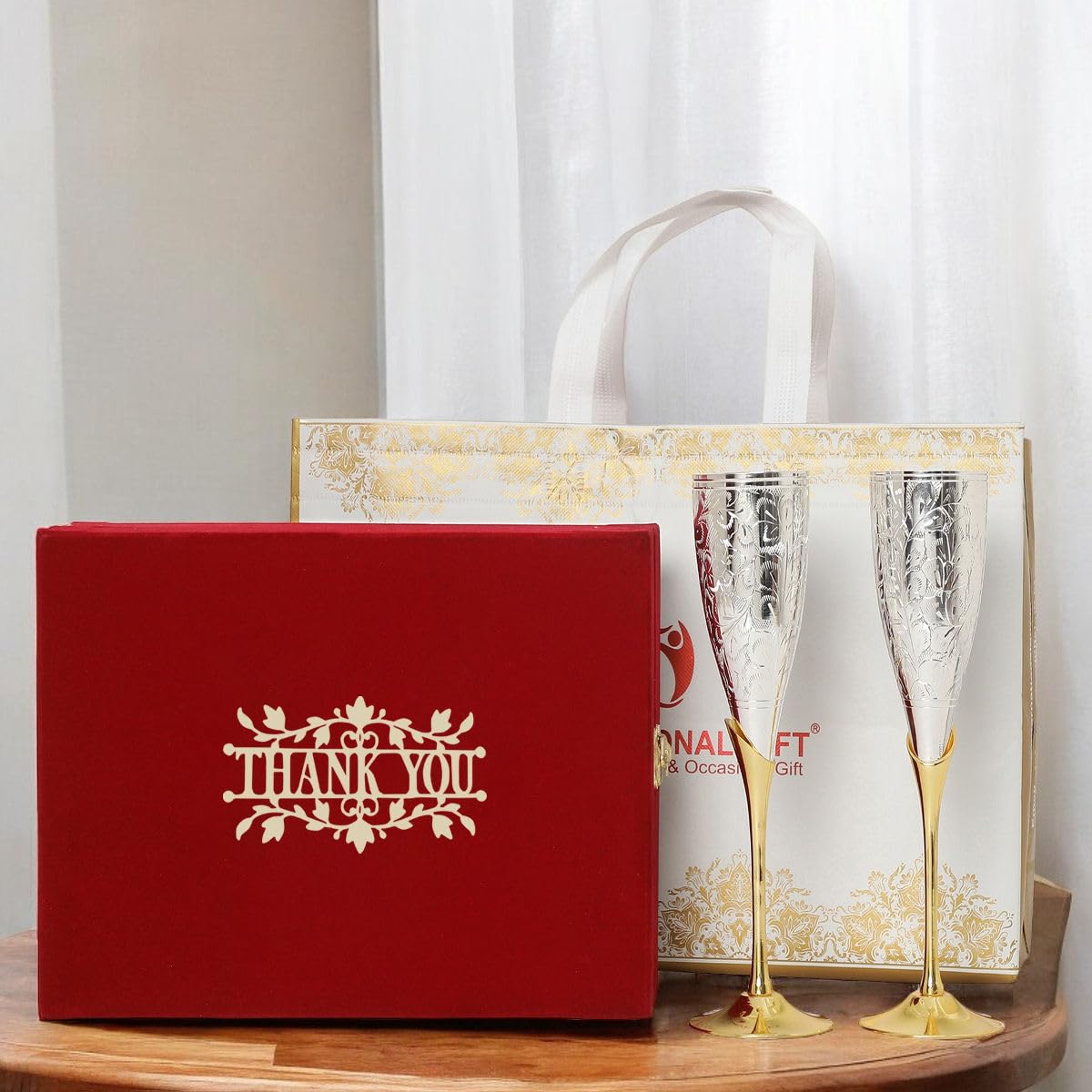 INTERNATIONAL GIFT Silver Plated Wine Glass | Thank You Tag with Velvet Box & Carry Bag | Ideal for Personalized Gifts, Corporate Events, Diwali Festivals Item (B0DG5Q767F) Amazon Price History, Amazon Price Tracker