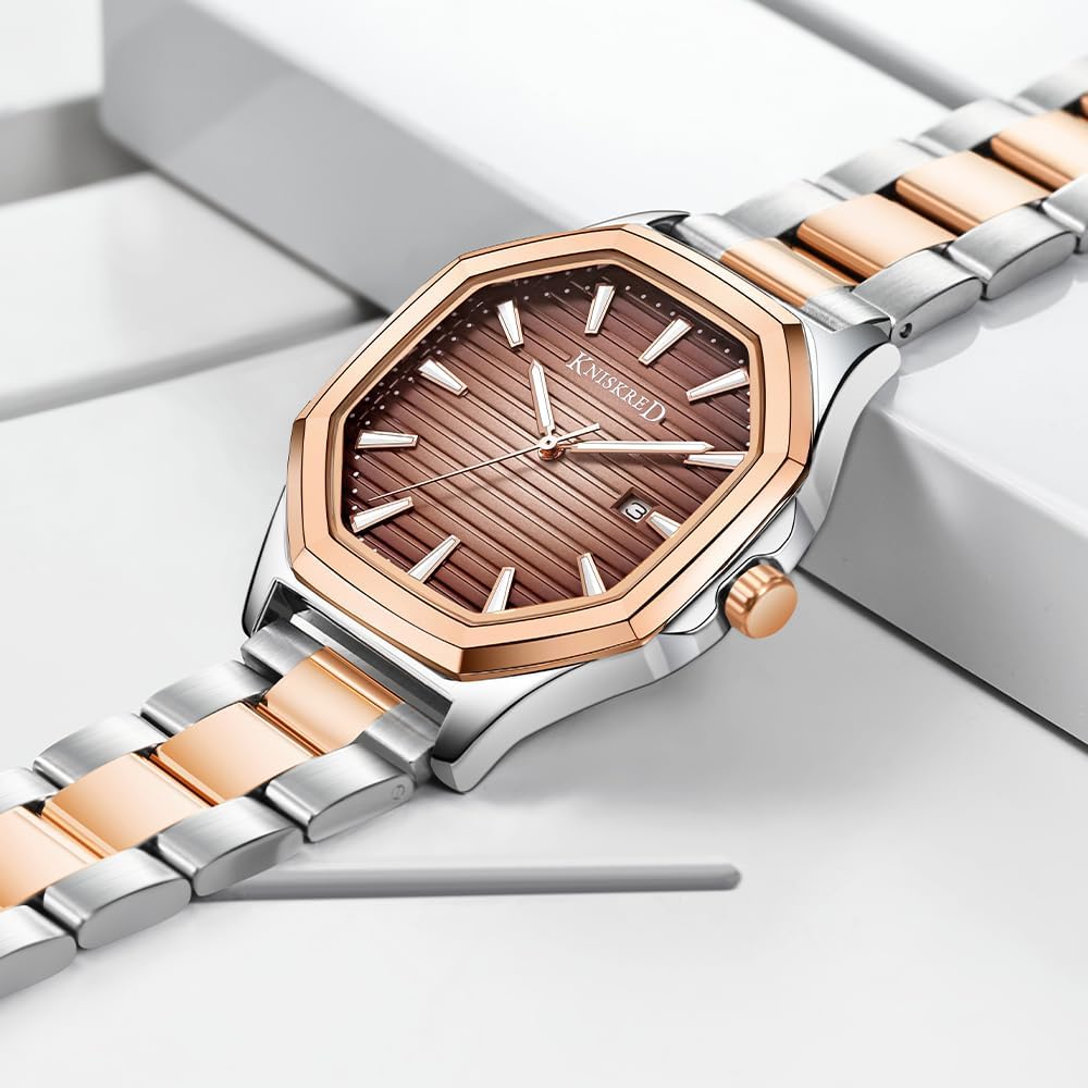 Business Watch for Men with Luminous Scale and Solid Stainless Steel Band Mens Calendar Watch