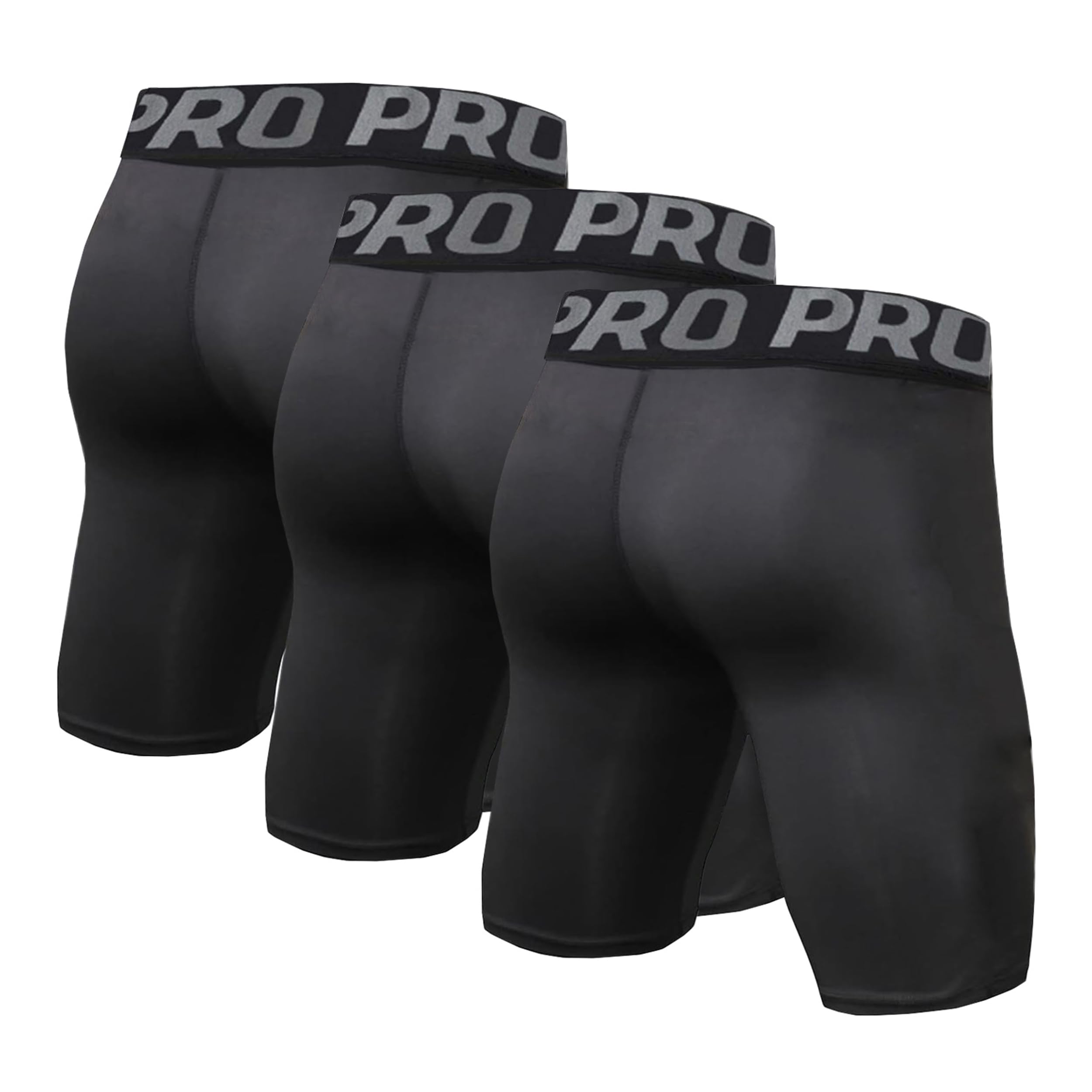 Confezione da 3 pantaloncini a compressione da uomo, pantaloni a compressione corti, ad asciugatura rapida, traspiranti, corti da ciclismo, estivi, da corsa, biancheria intima funzionale