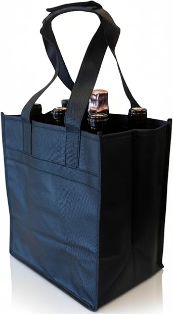 Wine Tote Bag with Dividers 6 Bottle Carrier for Wine, Champagne & Liquor Reusable, Eco-Friendly Travel Gift Bag