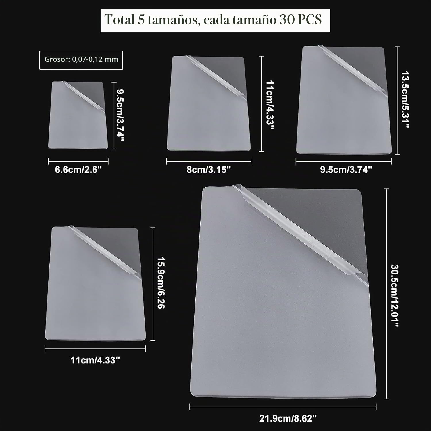 NBEADS 150 bolsas de laminación térmica, 100 micras 5 tamaños, hojas de protección de fotos de película, bolsas de laminado en caliente para documentos de tarjetas fotográficas selladas, 0.07-0.12mm