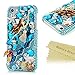 iPhone 5 Case,iPhone 5S Case ,iPhone SE Case, Mavis's Diary 3D Handmade Luxury Colorful Bling Crystal Rhinestone Diamond Starfish and Shell Design Hard Cover Clear Case with Soft Clean Cloth (Mermaid)